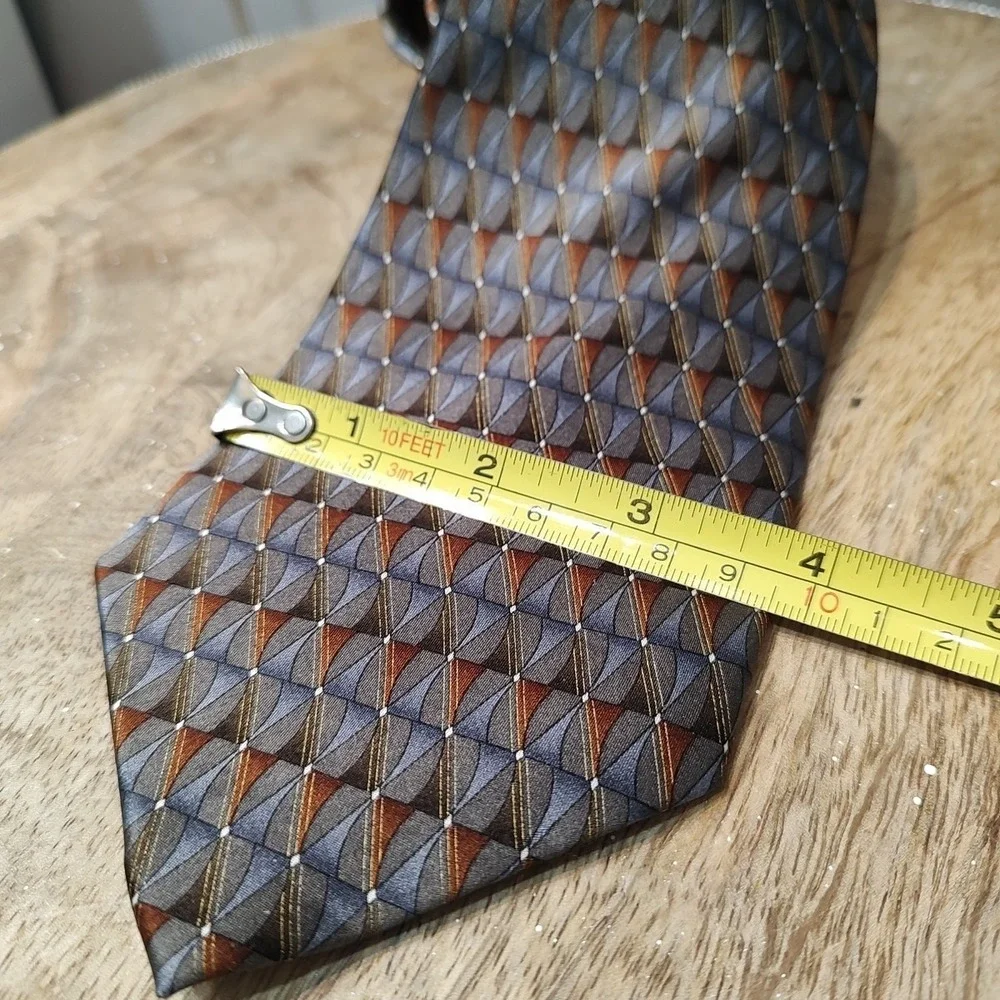 Van Heusen Mens Tie Geometric Pattern Silk Copper Neutrals Business Formal Guest